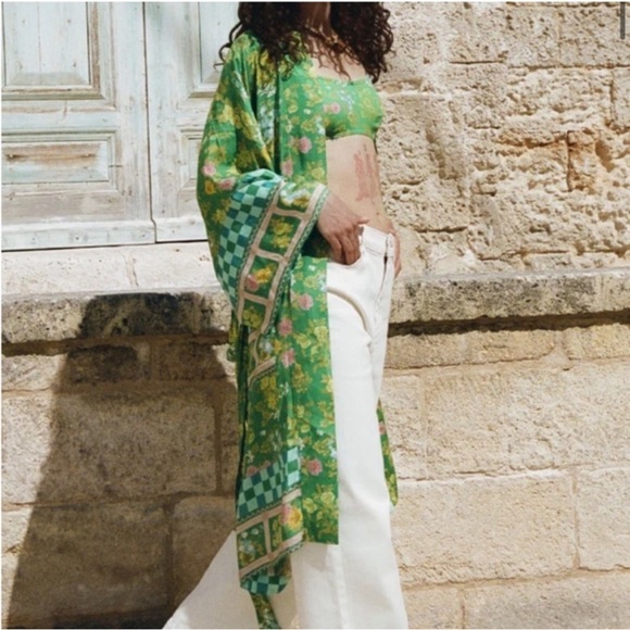 Spell & Gypsy UFT Flora Midi Robe green flowers boho kimono - Picture 2 of 6